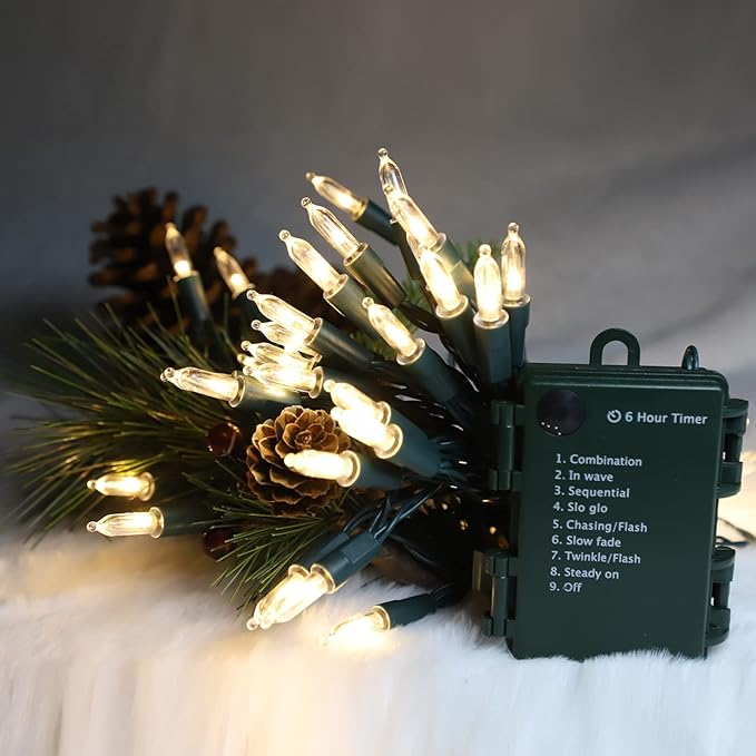 Battery Operated String Lights, 50 LED 18ft Christmas Lights Mini Lights with Timer & 8 Modes, for Christmas Tree Wreath Party Wedding Thanksgiving Decoration(Warm White)…