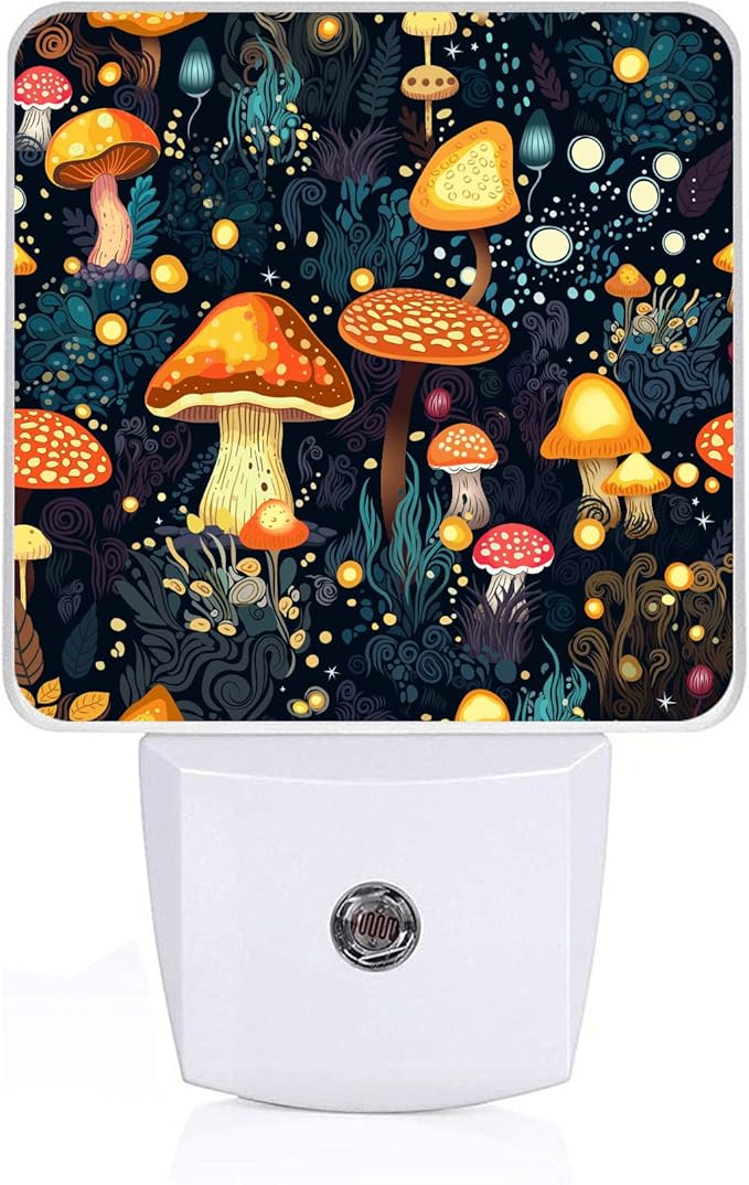 Mushrooms Night Light, Plug-into Wall Fantasy Forest Nightlight Lamp with Dusk to Dawn Sensor, Led Lamp 0.5W Energy Efficient for Boys Girls Adults Home Decor