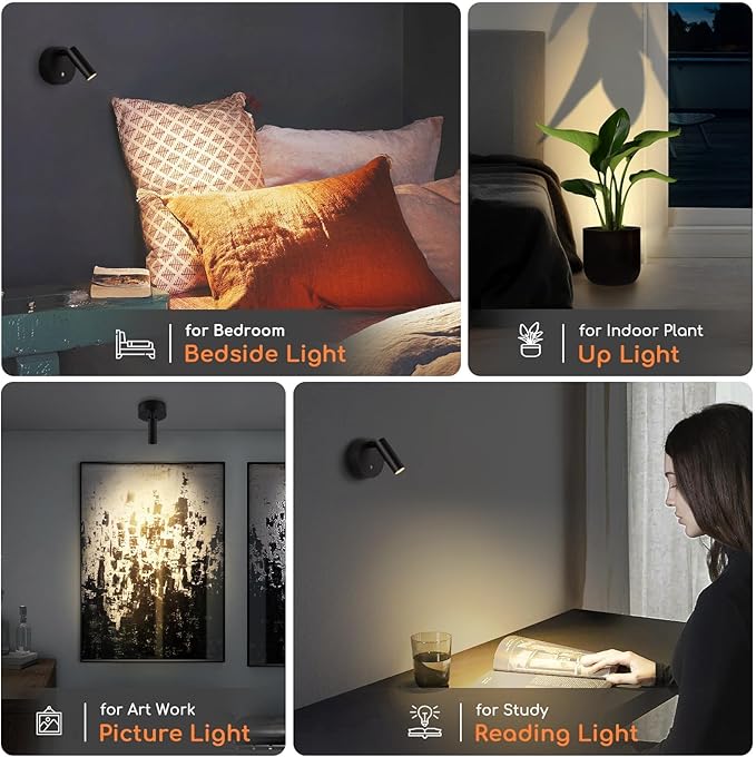 LED Wireless Spotlights Indoor with Remote Rechargeable Uplights with Timer Dimmable CRI 90+ Picture Light Battery Operated Spot Lights Indoor Accent Uplighting for Plant Reading, 2 Pack
