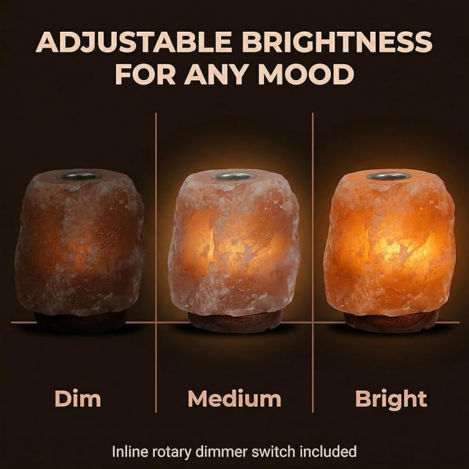 Himalayan Salt Lamp with Aromatherapy Tray & Dimmer Switch - Salt Rock Lamp for Bedroom, Relaxation & Sleep | Calming Meditation Spa Lamp | Himalayan Salt Diffuser | Warm Glow Night Light | Gift Ready