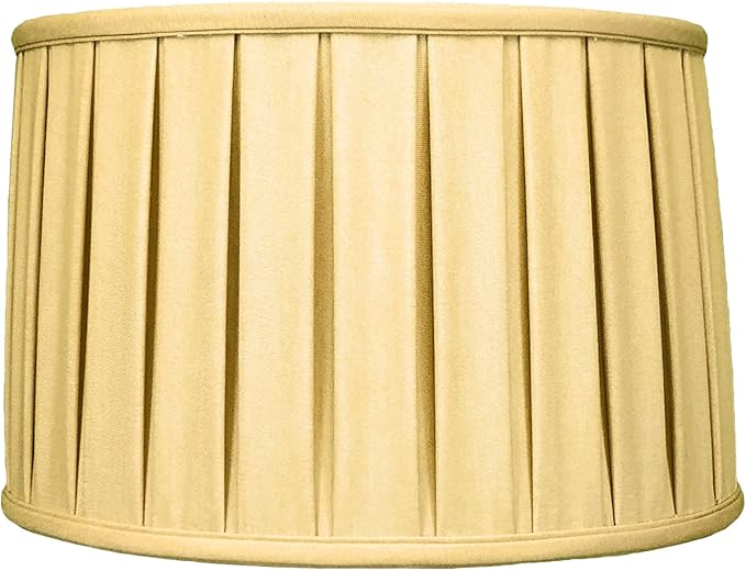 Royal Designs Shallow Drum English Box Pleat Basic Lamp Shade, Antique Gold, 15" x 16" x 10" (BS-748-16AGL)