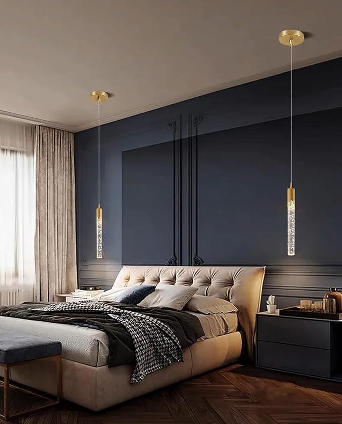 Pendant Lighting for Kitchen Island Gold Mini Chandeliers Ceiling Pendant Light Over Island Sink LED Ceiling Hanging Light for Dinning Room Bedroom (1-Pack