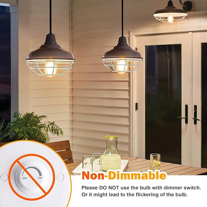 Vintage Edison Bulbs 60W Equivalent 850LM, 6W LED Light Bulb Warm White 2700K, ST58 Filament Lighting E26 Base, Non-Dimmable, Pack of 6