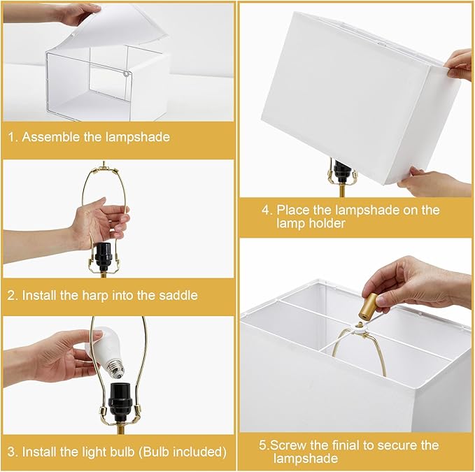 GyroVu 25.5" Nightstand Table Lamps for Bedrooms Set of 2, Bedside Lamp with USB C+A, 3 Colors Changeable Living Room Lamp, Modern Night Stand Lamps for Bed Side Guest Room Reading, Gold+White Shade