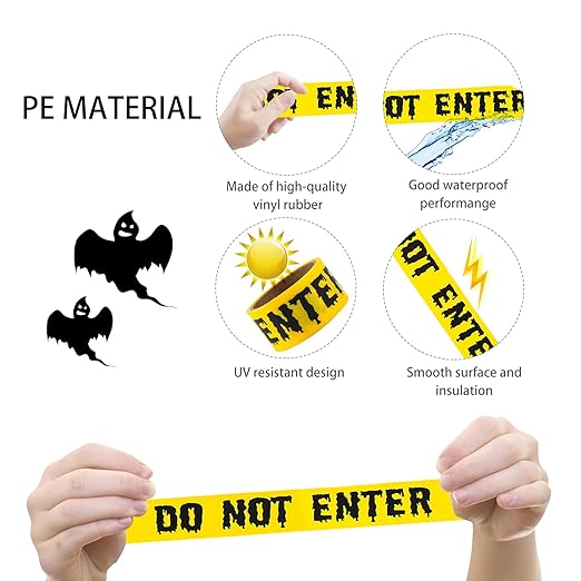 1.9inch x 82Feet Halloween Decorations Caution Tape Roll Halloween Caution Tape Halloween Tape Scary Warning Tape for Halloween Party Decorations Indoor Outdoor