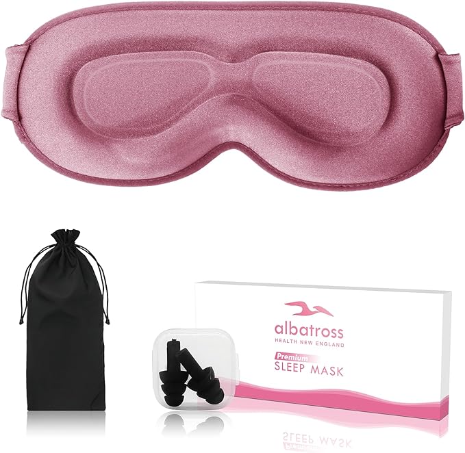 Sleep Eye Mask for Men Women, Lash Extensions 3D Contoured Cup Sleeping Mask, Travel Blackout Night Blindfold Eye Shade Cover with Adjustable Strap (Pink-Side Sleeper)