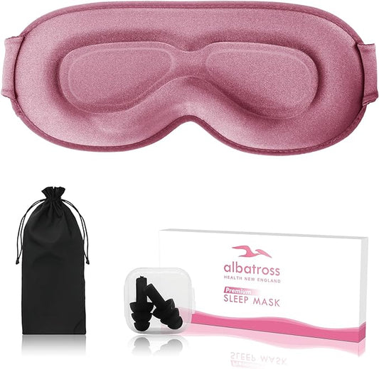 Sleep Eye Mask for Men Women, Lash Extensions 3D Contoured Cup Sleeping Mask, Travel Blackout Night Blindfold Eye Shade Cover with Adjustable Strap (Pink-Side Sleeper)
