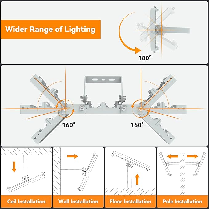 300W LED Outdoor Flood Light, 30000LM Super Bright Stadium Light, 6000K Daylight White, IP66 Waterproof 3 Heads Adjustable Outdoor Floodlights for Backyard, Court, Garden