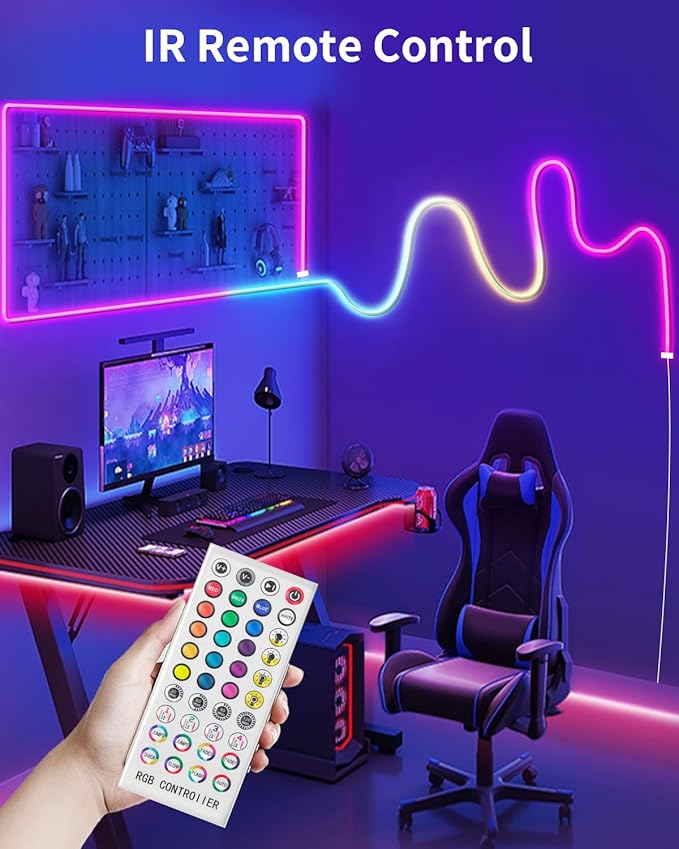 33ft Neon Rope Lights, RGB IP68 Waterproof Flexible LED Strip Lights, Neon Lights with App Remote for Wall, Bedroom, Outdoors, Pool