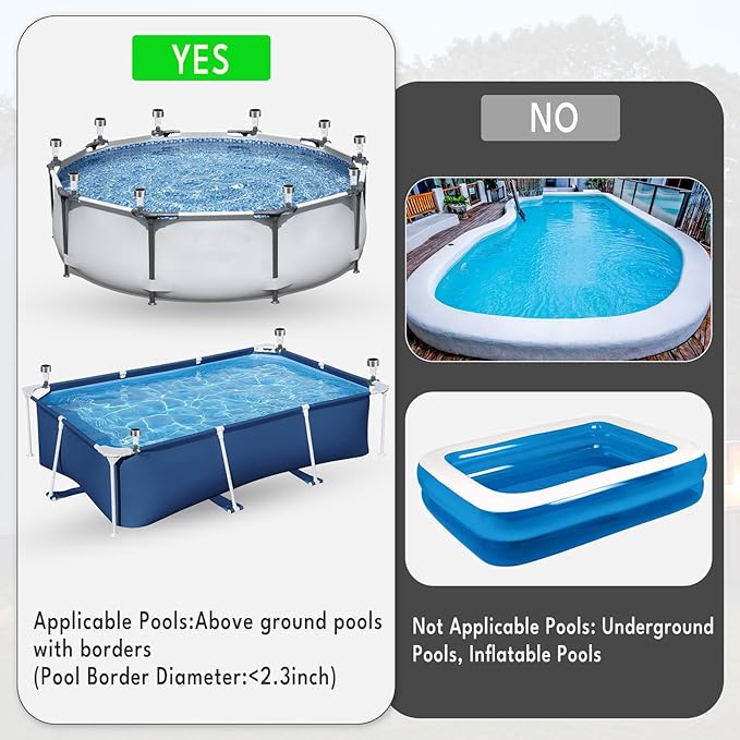 Pool Lights for Above Ground Pools, Pool Accessories for Frame Pool Decoration, Waterproof LED Solar Lights Warm Light at Night Lighting for Swimming Pools-6Pcs