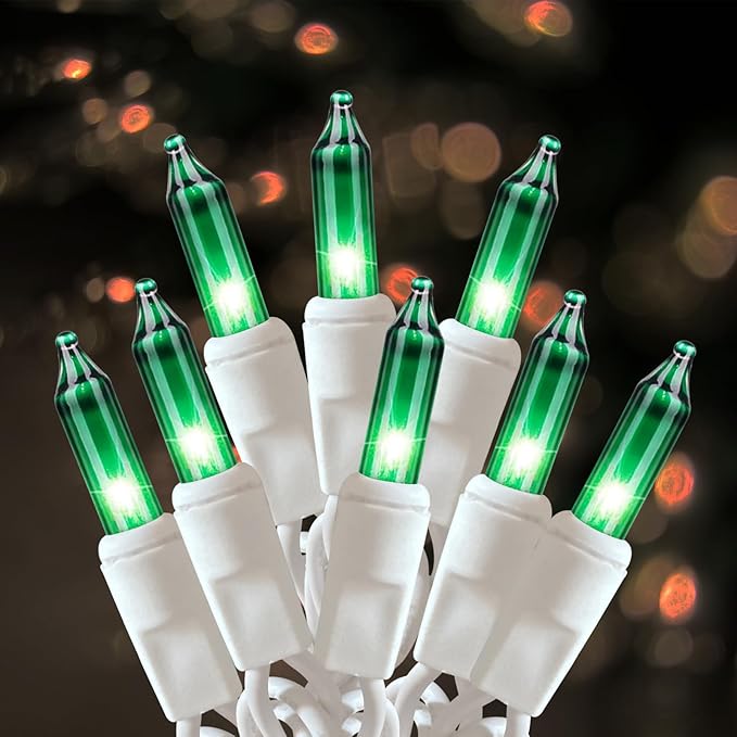 HISHINY Green Christmas Lights 100 Count St. Patrick's Day Decorations String Lights with White Wire for Outdoor Indoor Christmas,Wedding Decorations Halloween Decor,UL Certified (21feet)