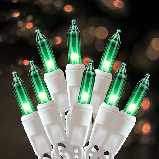 HISHINY Green Christmas Lights 100 Count St. Patrick's Day Decorations String Lights with White Wire for Outdoor Indoor Christmas,Wedding Decorations Halloween Decor,UL Certified (21feet)