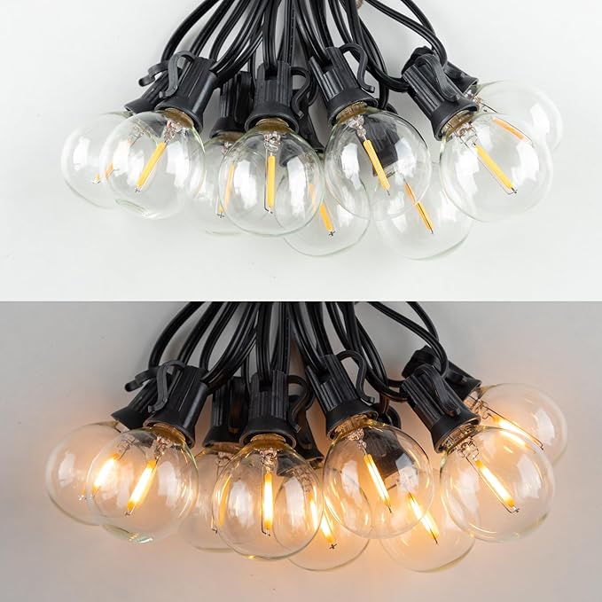 G40 LED Replacement Light Bulbs, 1W LED Plastic Clear Globe Bulb fits E12 C7 Candelabra Screw Base Sockets, Edison Light Bulbs for Indoor Outdoor Patio Decor, Warm White (25 Pack)