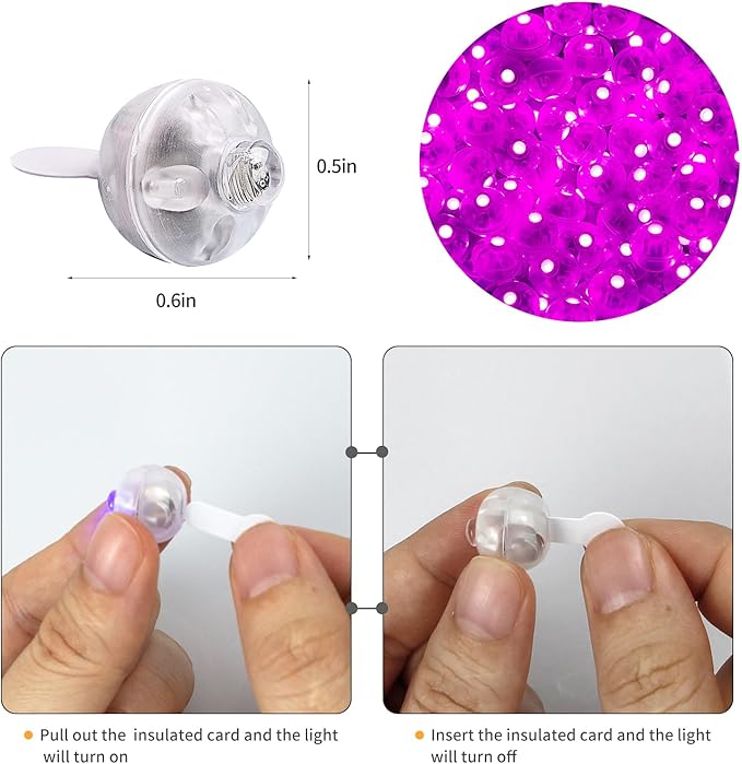 Aogist 50pcs Pink Balloon Lights,Long Standby Time Waterproof Mini Light,Battery Powered,Round LED Ball Lamp for Latex Balloon Paper Lantern Party Wedding Festival Christmas Halloween Decorative