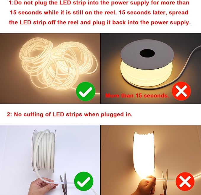 AC 110V COB LED Strip Lights Outdoor Waterproof 98.4ft, 3000K Warm White Super Bright 300W LED Rope Light, IP65 Flexible Cuttable, for Bedroom Garden Commercial House Gaming Room Decor