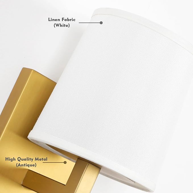 HEQIQEH Vintage Rechargeable Battery Powered 1-Light Fabric Wall Sconce, Dimmable Cordless Wall Mounted Lamp Fixture with Remote Control for Living Room Bedside Dining Room Hallway