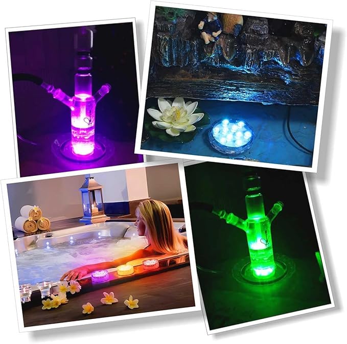 POLENTAT Submersible LED Lights with Remote, 16 Colors 4 Modes Battery Powered Waterproof LED Pool Lights for Inground Pool Above Ground Pool Bathtub Decoration (4 Packs)