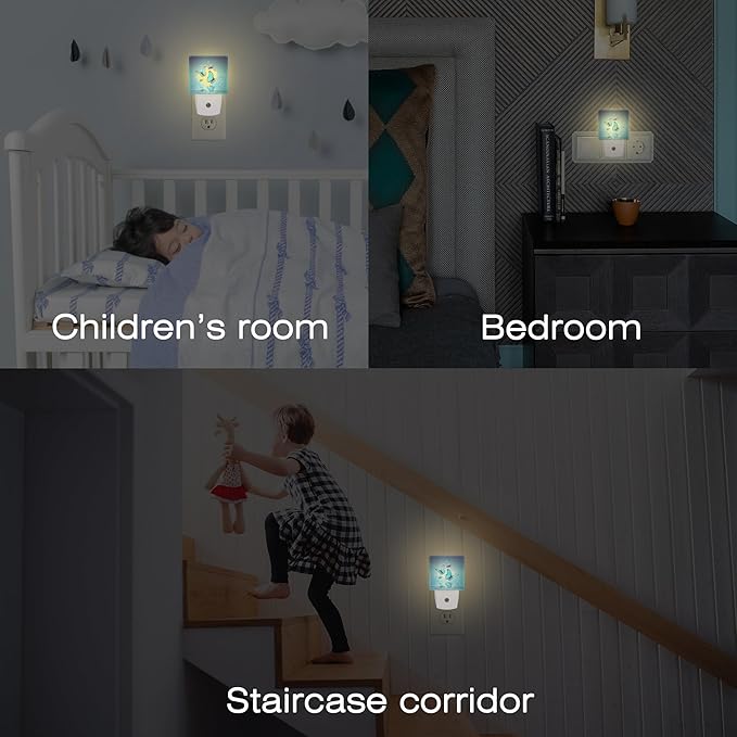 Magic Butterflies on Water Night Light for Kids, Blue Glowing Butterfly Night Light Plug in with Dusk to Dawn Sensor, 0.5w Energy Saving Sleep Friendly Nightlight for Hallway Stairway Kitchen Bedroom