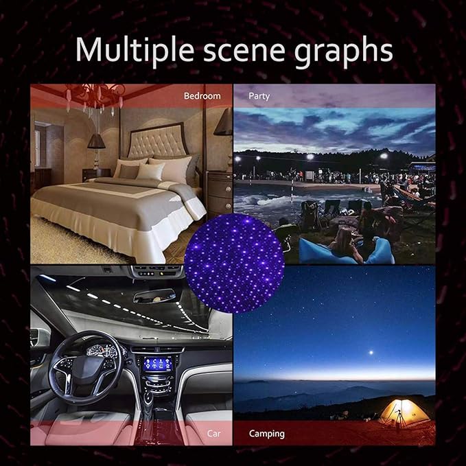 LEDCARE USB Star Projector Night Light, Portable Adjustable Romantic Interior Roof Lights Star Lamp Projector Decorations for Car, Ceiling, Bedroom (Violet Blue)