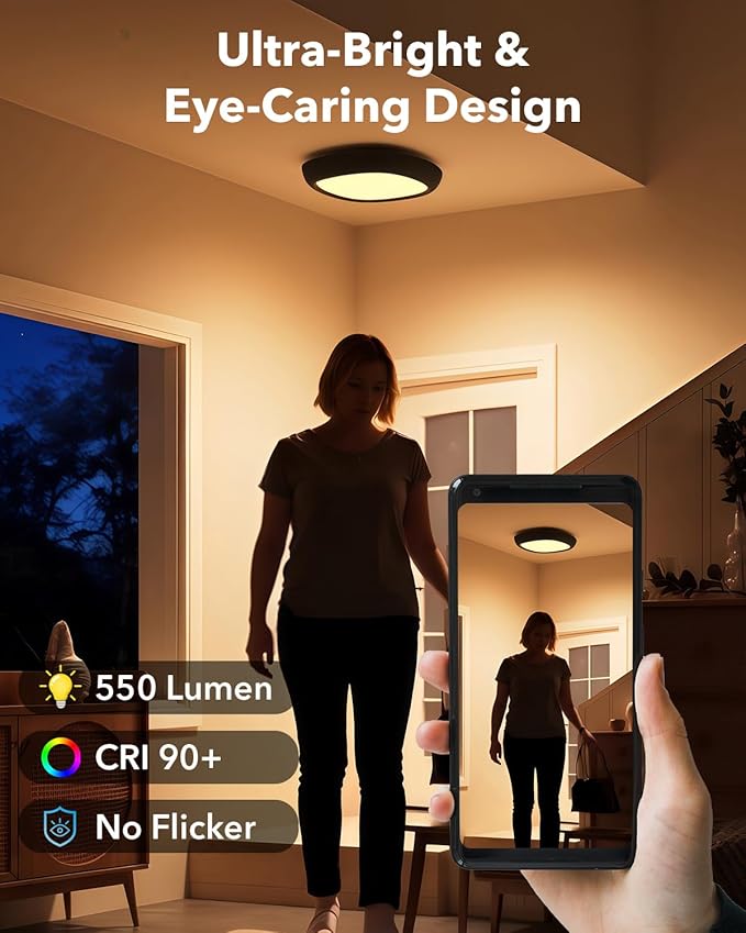 2 Pack Motion Sensor Rechargeable Ceiling Light with Remote, IP54 Waterproof 12000mAh Wireless Shower Light, Battery Operated Closet Light Sensored Indoor LED Overhead Lighting No Wiring for Garage