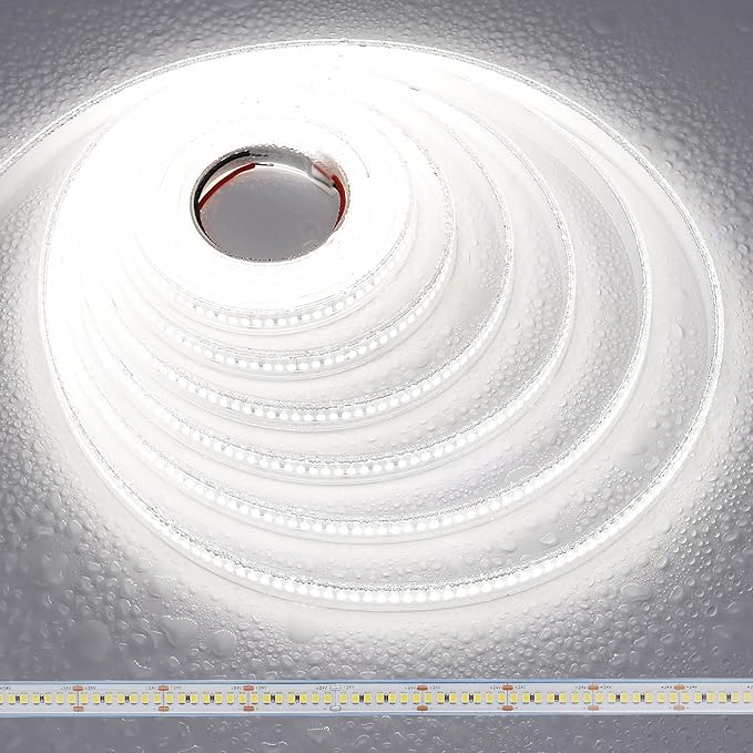 JOYLIT 24V LED Strip Lights IP67 Waterproof 16.4FT 5000K 838LM/ft Ultra Bright CRI 92+, CE UL PRO 238LEDs/M 2835 SMD High Density Dimmable Daylight White Tape Light for Commercial, Architecture, Home