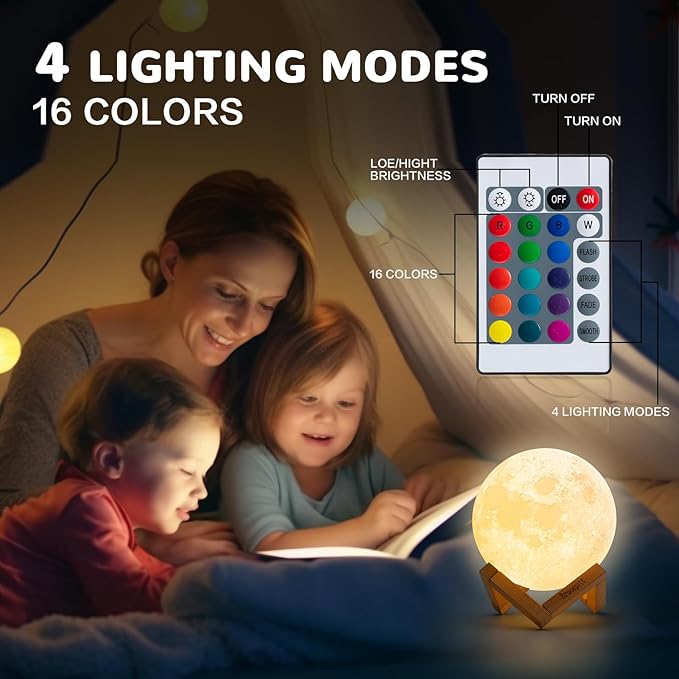 Moon Lamp Galaxy Lamp Upgraded Timing 4.7 Inch 16 Colors 3D Moonlight Galaxy Light,Moon Night Light for Adults,Kids Lamp Moon Gifts for Women Girls Boys Bedroom