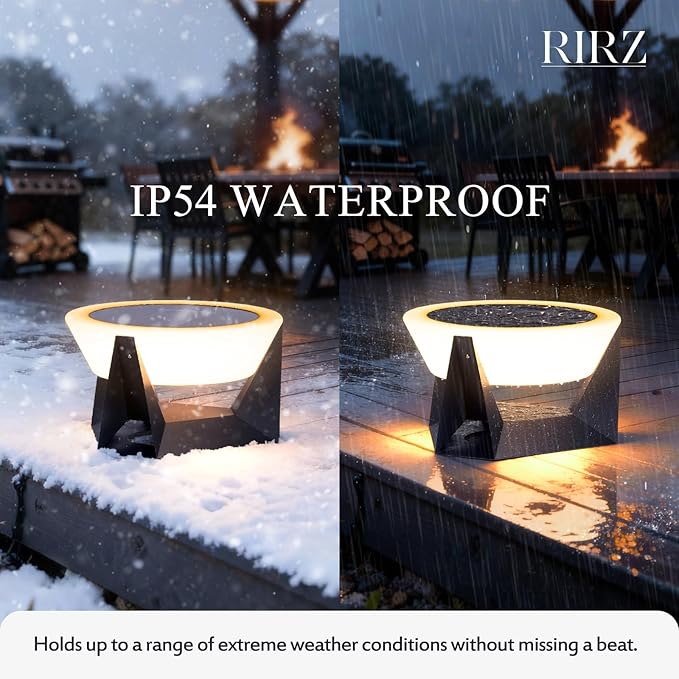 14.96" Dimmable Floor Lamp, 3000K Large Solar Lanterns Outdoor Waterproof, IP54 Waterproof Outdoor Patio Floor Lamp, Remote Control Outside Flooring Lights, Smart Solar Powered Porch Lantern