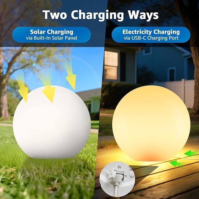 FUYO LED Ball Light, 12-inch Solar Light Up Pool Balls, Rechargeable & Remote Control Globe Lights 16 RGB Colors Mood Night Light, IP66 Water-Resistant Floating Light for Pool, Party, Pond - 1pcs
