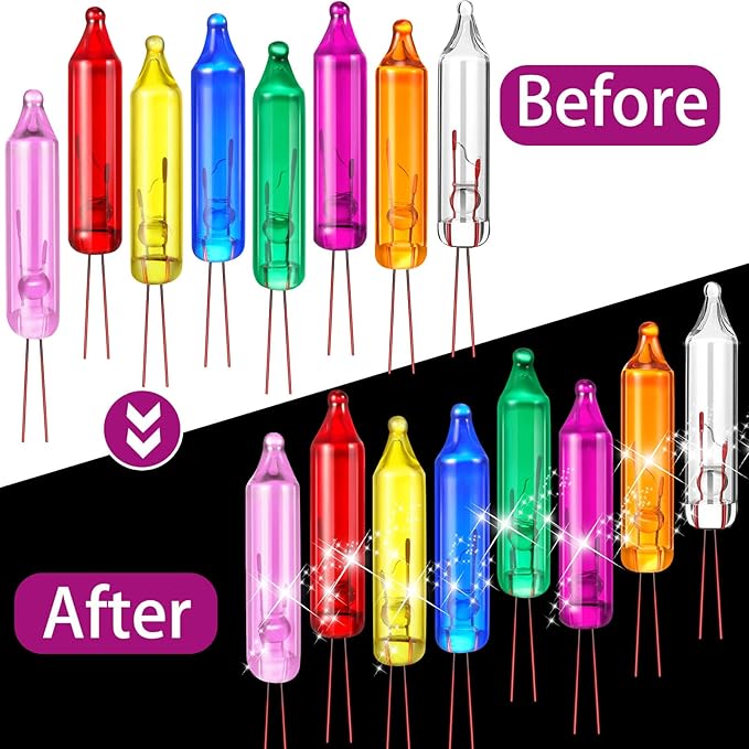 Mudder 500 Pcs Christmas Tree Replacement Light Bulbs 2.5v Christmas Light Bulbs Incandescent Xmas Decorative Replacement String Lights Outdoor Indoor(Multicolored)