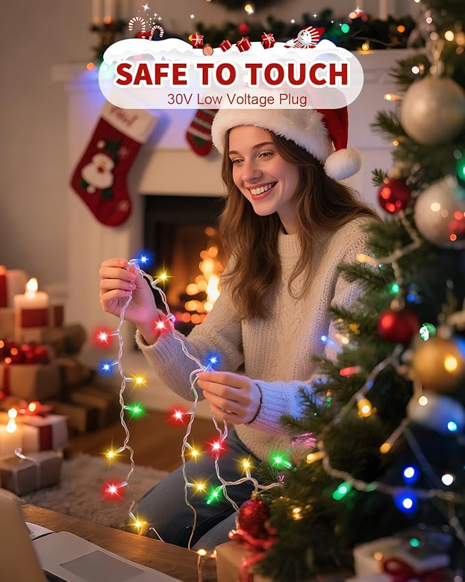 1200 LED 403FT Christmas Lights String Outdoor Indoor, Multicolor Xmas Tree Lights, Plug in Twinkle Fairy Light with Remote Timer Dimmable for Room Yard Holiday Party Wedding Camping Decor