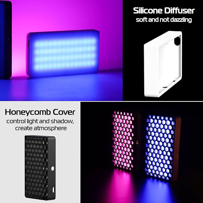 ULANZI LT002 RGB Video Light, Portable LED Camera Light Panel 0-360 Full Color, CRI 95+ 2500-9000K LED Video Light, 4000mAh Rechargeable LED DSLR Lighting for Vlogging, Photography, Video Conference