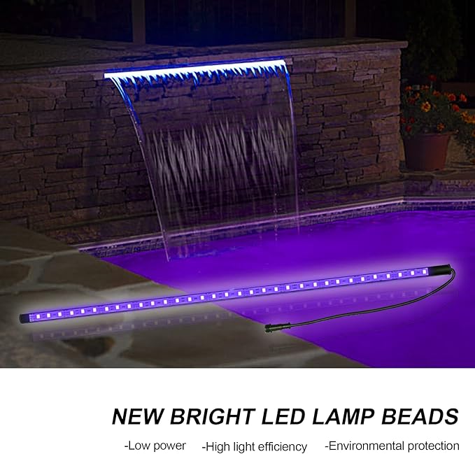 Longrun LED Strip Color Changing Garden Show Lights for Pond Spillway Waterfall, Waterproof Lighting Bar for Pool Fountain Landscape Lighting, Aquarium, Water Features and Home Decoration-34.85"
