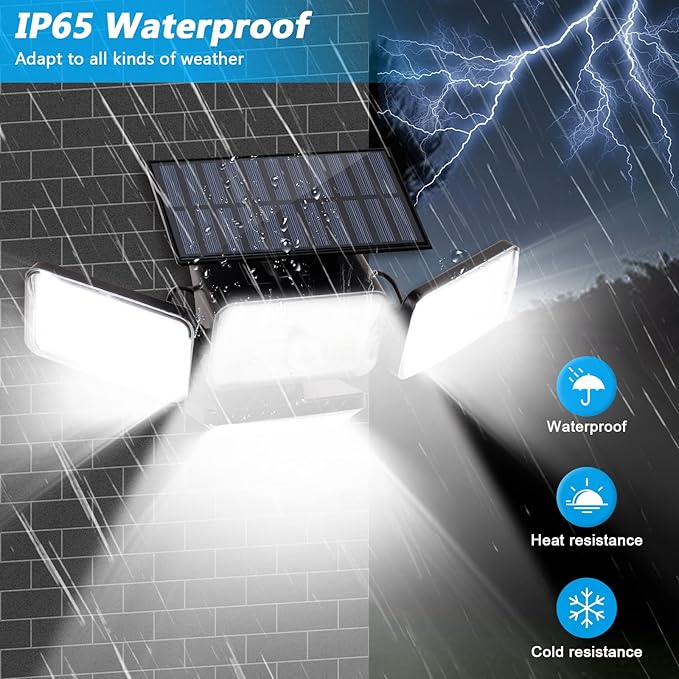 Mokot Solar Lights Outdoor, 288 LED 2800LM Motion Sensor Outdoor Light with Remote Control, 4 Heads IP65 Waterproof Solar Flood Security Lights for Outside Patio Wall - 4Pack