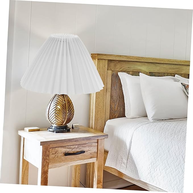 DOITOOL 1pc Pleated Lampshade Table Light Shade Farmhouse Lamp Cover Linen Lamp Cover Small Pleated Lamp Shades Wall Ceiling Light Shade Pendant E27 White Wrought Iron Rural Hanging Lamp