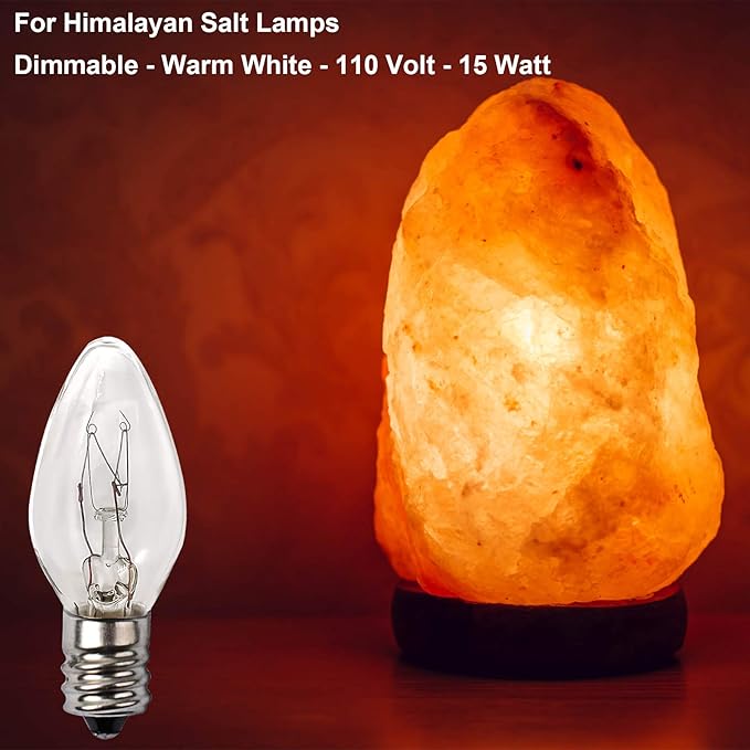 15 Watt Himalayan Salt Lamp Bulbs, 12Pack Dimmable Rock Salt Night Light Bulbs with E12 Base for Salt Lamps, Scentsy Warmer Wax Diffuser, Candle Warmers, Yellow