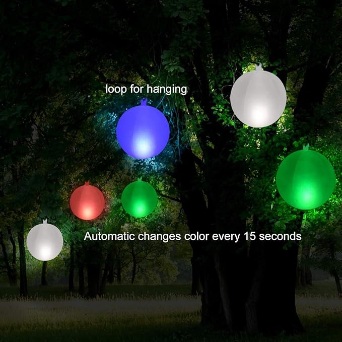 Floating Pool Lights Inflatable Waterproof IP68 Solar Glow Globe,14” Outdoor Pool Ball Lamp 4 Color Changing LED Night Light, Party Decor for Swimming Pool,Beach,Garden,Backyard,Lawn,Pathway - 2 PCS
