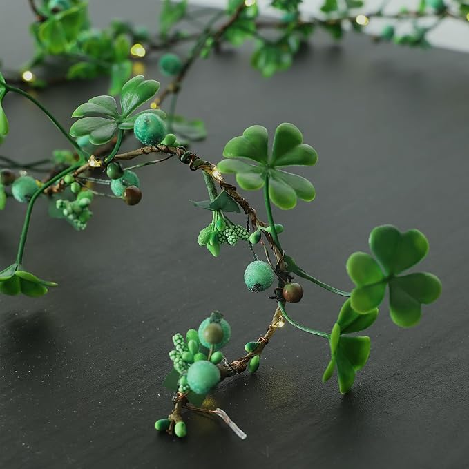 St Patricks Day Garland Shamrock String Lights for St Patricks Day Decorations Shamrock Lights Battery Operated with Remote