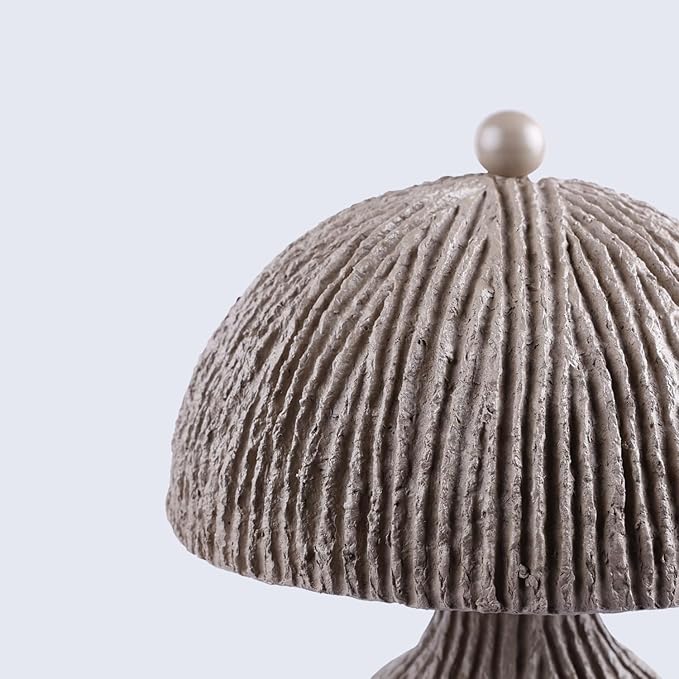 Handicrafts Home Handcrafted Paper Mache Table Lamp, 11x12.5” Modern Farmhouse Accent Table Lamp, Decorative Dome Bedside Nightstand Lamp for Bedroom Living Room, Small Sculptural Desk Light, Mush