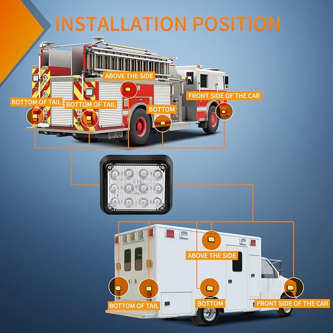 Nilight 12LED Magnetic Wireless Trailer Lights 2PCS Rechargeable Portable Hazard Beacon Warning Light Amber and White Emergency Strobe Light for Trucks Trailers Vehicles Cars Bus Surface Mount