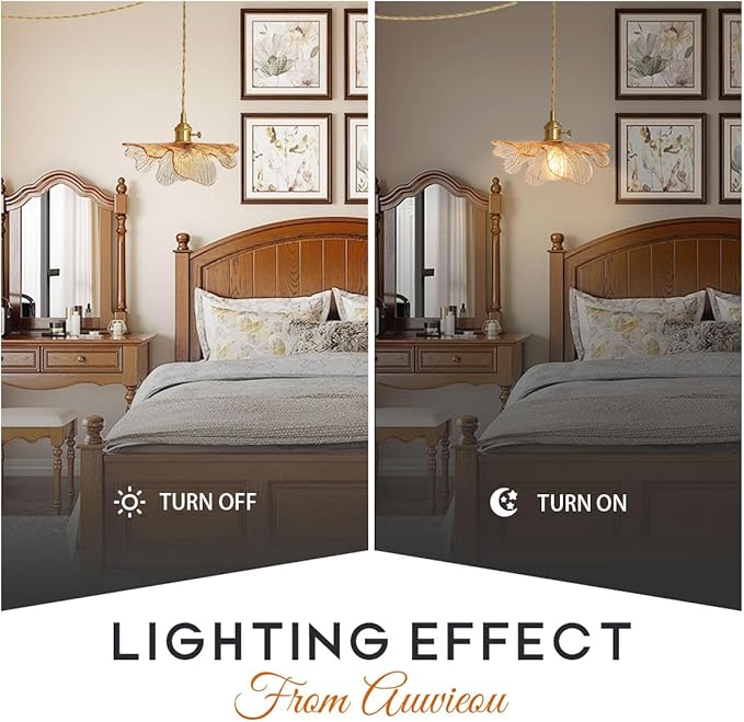 2 Pack Pendant Lights 15ft Hanging Light with Plug in Cord Mid Century Modern Pendant Light Fixtures Hand Blown Amber Glass Pendant Light Plug in Hanging lamp for Kitchen Living Dining Room