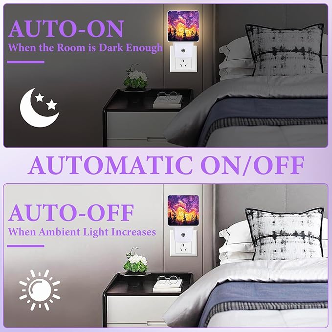 Misty Forest Night Light,Night Lights Plug into Wall,Led Lamp for Stairway/Hallway/Bedroom 0.5W Nightlight Sleep Friendly