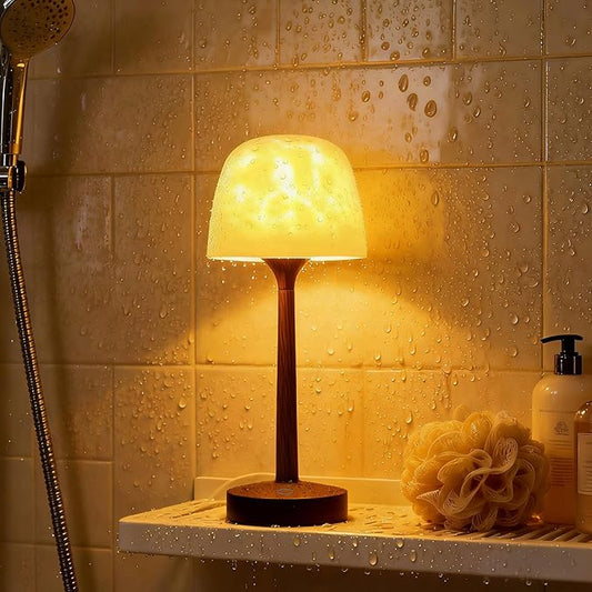 Shower Light, Spa-Like Waterproof Bathroom Shower Lamp with 16 Color Ocean Wave Projector, Rechargeable Cordless Light with Touch & Remote Control, Bathroom Lamp for Inside Shower & Bathtub