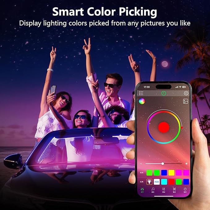 Car Led Lights Interior with Smart APP Control, Sync Music,DIY Mode,Multicolor led Car Interior Light Kits,5V USB Led Lights for Cars, Trucks, SUVs