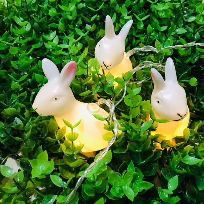 ABOOFAN String Easter Rabbit Lights Easter Electric Lights Led Rabbit Party Ornament Led Bunny White Outdoor Animal