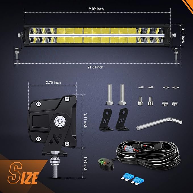 Nilight 19 Inch LED Light Bar DRL 150W 15500LM Anti-Glare Flood Spot Offroad LED Driving Light IP68 w/ 16AWG DT Connector Wiring Harness for Pickup Truck SUV ATV UTV Boat 4x4 Jeep