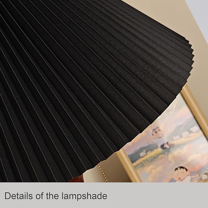 Large Pleated Lamp Shade for Arc/Arched Floor Lamps Replacement spider lampshade 5.9"Top X 21.5"Bottom X 13.8"High-Black