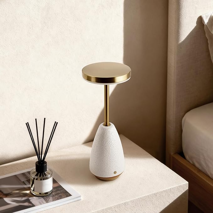 RONDURE 11.0" Ceramic Cordless Table Lamp, Portable Rechargeable Table lamp, Touch Dimmable Warm Ambient Lighting for Living Room, Bedroom, Dining Room, Fast Charging & Long Lasting