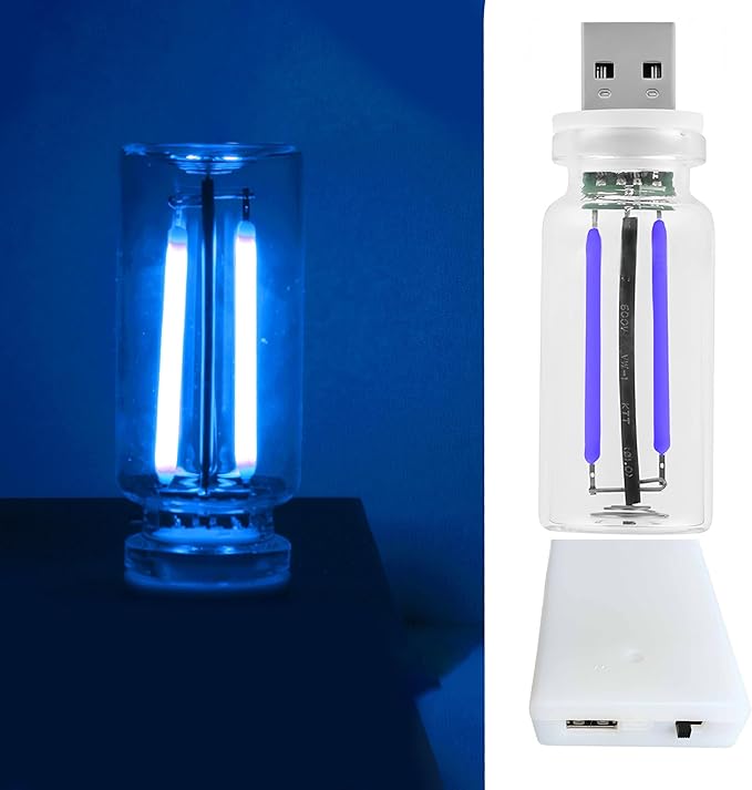 Retro Car Mood Bulb, Touch Dimmable USB & Battery Lighted LED Car Interior Atmosphere Lamps, Automotive Interface Charging Night Lights, Mini Portable Camping Lights Decorations (Blue, 1Pack)