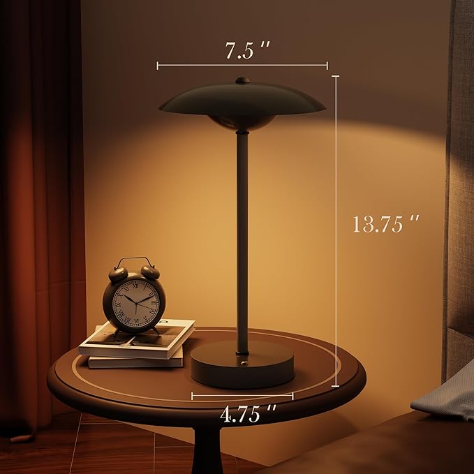 2 Pack Cordless Table Lamps, Rechargeable Battery Powered Lighting, Indoor/Outdoor Table Lamps for Patio Restaurant Home Dinner Dining Kitchen Bar Camping Balcony,Waterproof & Wireless(Black)