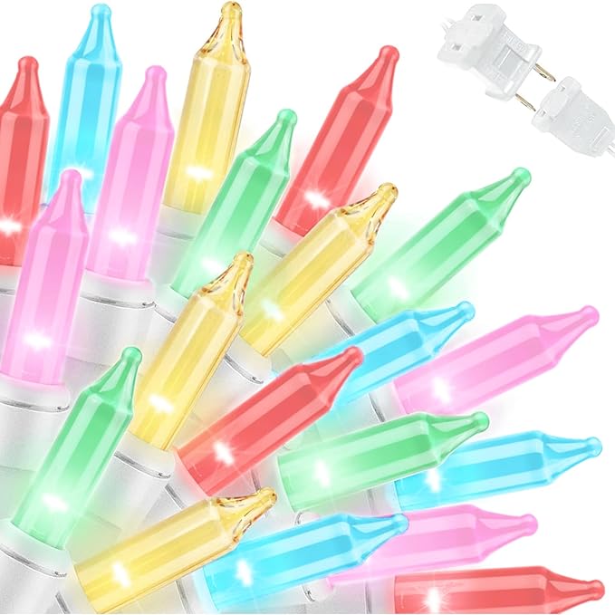 LAMPHOME 100 Count Multicolor Easter String Lights, 19.6FT Incandescent Mini Lights with White Wire, Indoor Decor for Easter, Christmas Tree, Garland, Birthday, Wedding & Festival Party